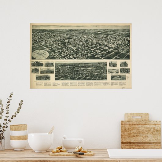 1924 Valley Stream NY Birds Eye Uitzicht Panoramic Poster (Keuken)