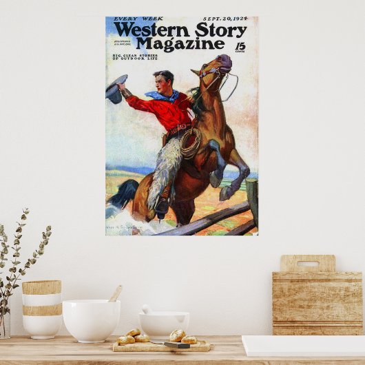 1924 Western magazijn cover Poster (Keuken)