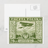 1925 20gr Poolse Airmail Stamp Briefkaart (Voorkant / Achterkant)