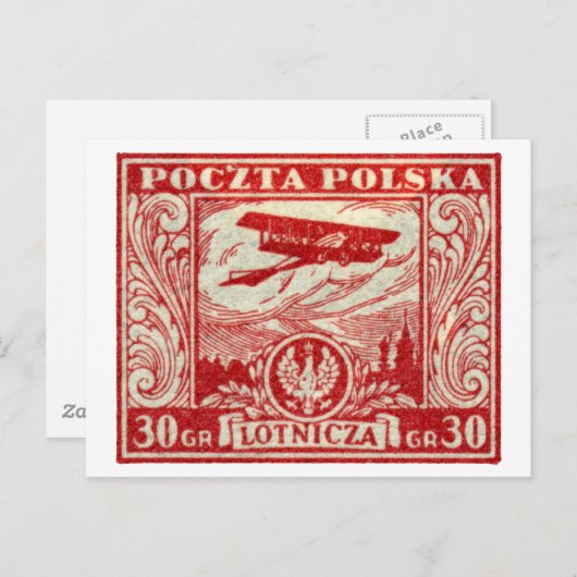 1925 30gr Poolse Airmail Stamp Briefkaart (Voorkant / Achterkant)