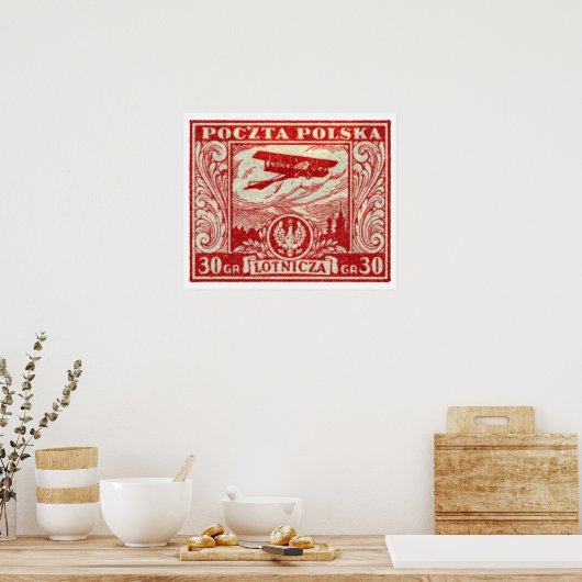 1925 30gr Poolse Airmail Stamp Poster (Keuken)