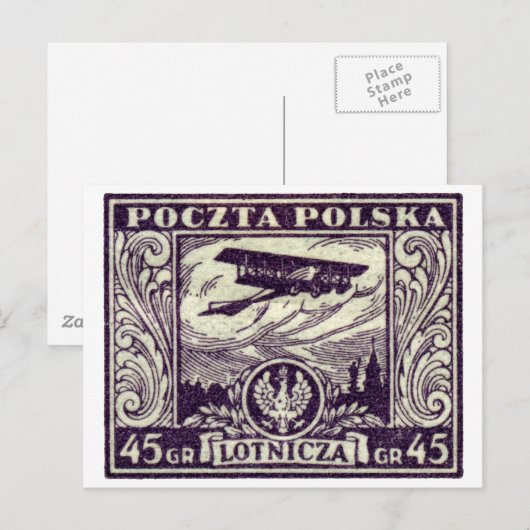 1925 45gr Poolse Airmail Stamp Briefkaart (Voorkant / Achterkant)