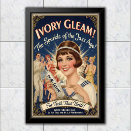 1925 Antieke Ivory Gleam Tandpasta Reclame Poster