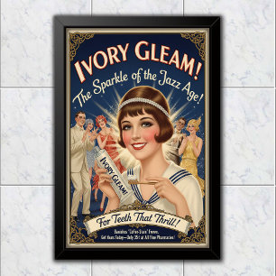 1925 Antieke Ivory Gleam Tandpasta Reclame Poster