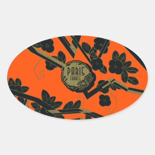 1925 Art Deco Paris Frankrijk parfum Ovale Sticker (Voorkant)