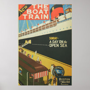 1925 Boston & Maine RR De Pracht Trein- Oudheid Poster