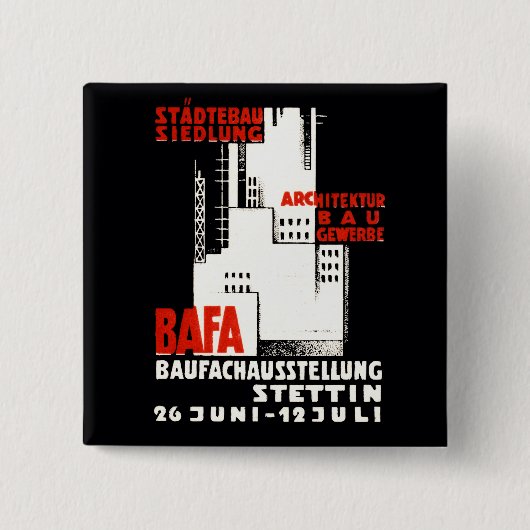 1925 Bouwtentoonstelling Poster Vierkante Button 5,1 Cm (Voorkant)