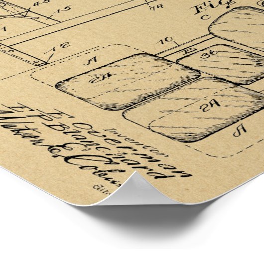 1925 Chiropractic Table Patent Art-afdrukken Poster (Hoek)