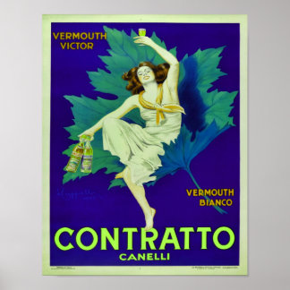 1925 Contratto Canelli Vermouth-advertentie Poster