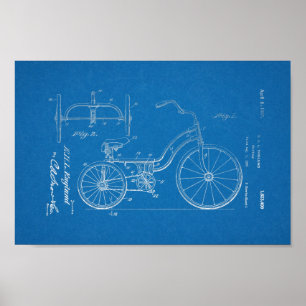 1925  driewielige blauwdruk voor patenten afdrukke poster