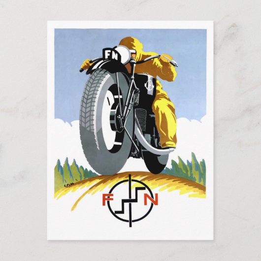 1925 FN Motorfietsen Advertising Poster Briefkaart (Voorkant)