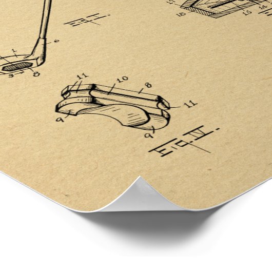 1925 Golf Club Patent Art Drawing Print (Hoek)