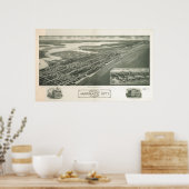 1925 Margate City, NJ Birds Eye Uitzicht Panoramic Poster (Keuken)