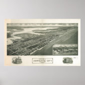 1925 Margate City, NJ Birds Eye Uitzicht Panoramic Poster (Voorkant)
