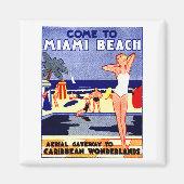 1925 Miami Beach Reizen Poster Magneet (Voorkant)