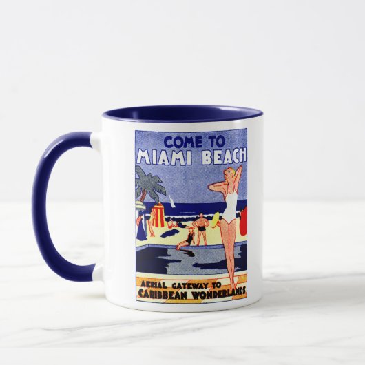 1925 Miami Beach Reizen Poster Mok (Links)