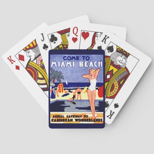 1925 Miami Beach Reizen Poster Speelkaarten (Achterkant)
