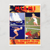 1925 Miami Travel Poster Briefkaart (Voorkant)