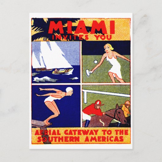 1925 Miami Travel Poster Briefkaart (Voorkant)