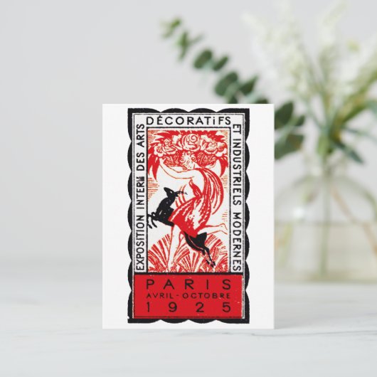 1925 Paris Art Deco Poster Briefkaart (Staand voorkant)