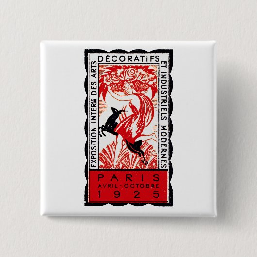 1925 Paris Art Deco Poster Vierkante Button 5,1 Cm (Voorkant)
