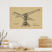 1925 -patenttekening Vliegtuig helikopter Poster (Keuken)
