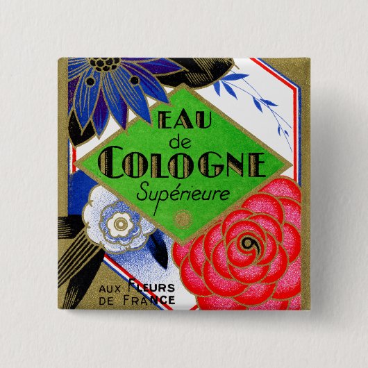1925 Superieure Flowers of France parfum Vierkante Button 5,1 Cm (Voorkant)