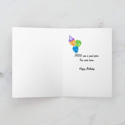 1925 Verjaardag Leuke Feiten Kaart (Binnen)