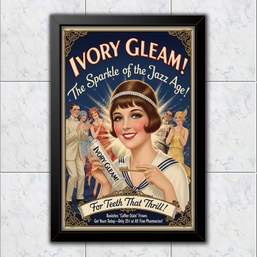 1925 Vintage Ivory Gleam Toothpaste Advertising Poster
