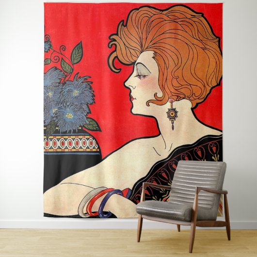 1925 vrouwelijke print wandkleed (In situ)