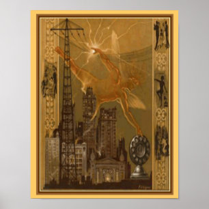1926 Art Deco Radio Broadcast Hoesje 11x14 Poster