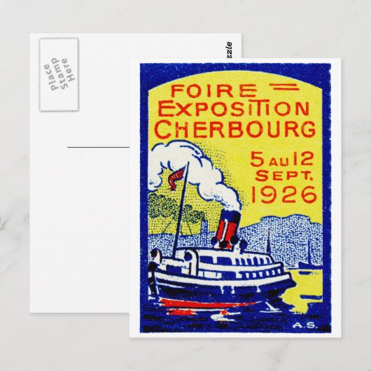 1926 Cherbourg France Poster Briefkaart (Voorkant / Achterkant)