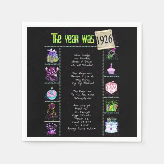 1926 Geboortejaar Trivia Servet (Voorkant)