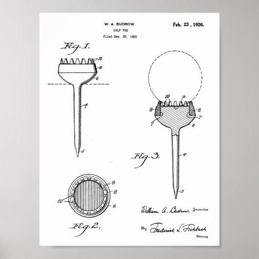  1926 Golf Ball T-shirt Design Patent Art Print (Voorkant)