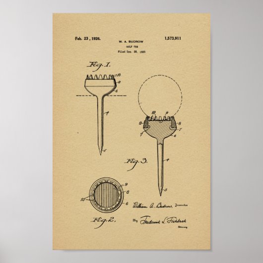 1926  Golf Ball T-shirt Patent Art Print (Voorkant)