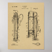 1926 Golf Club Caddy Bag Design Patent Art Print (Voorkant)