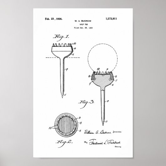 1926  Golf T-shirt Patent Art Print (Voorkant)