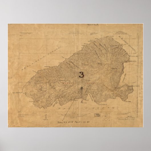 1926 Kaart van Kahoolawe, Hawaii Poster (Voorkant)