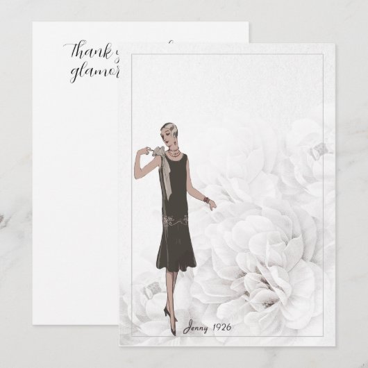 1926   Mode briefpapier Bedankkaart (Voorkant / Achterkant)