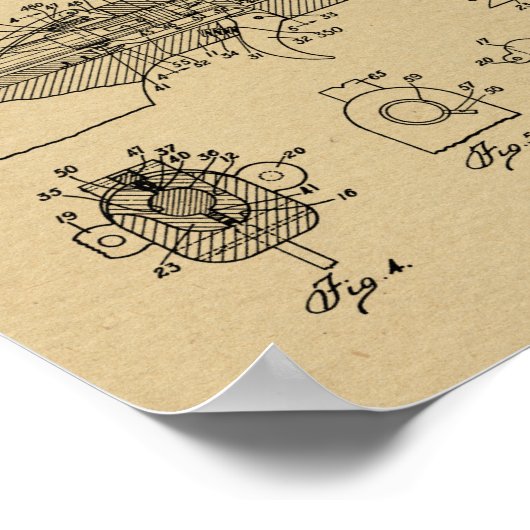 1926 Pistool Kunsttekentekening Poster (Hoek)