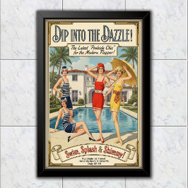 1926 Vintage Poolside Chic Zwemkleding Reclame Poster