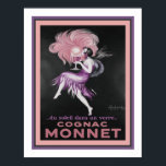 1927 Art Deco Cognac Advertisement Poster<br><div class="desc">Hoofd draaien en populair 1927 Art Deco,  reclame voor Cognac Monnet van Leonetto Cappiello. Standaard 11x14 hier weergegeven. Beschikbaar in standaard 16x20,  douanegrootte,  op canvas,  en andere producten Zazzle.</div>