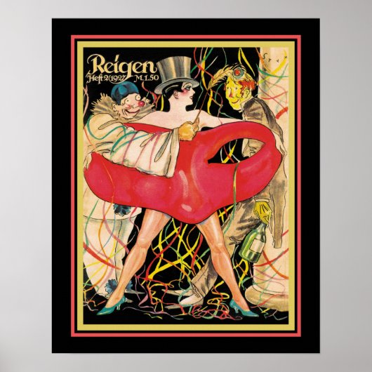 1927 Art Deco Reigen Cabaret Hoesje Poster (Voorkant)