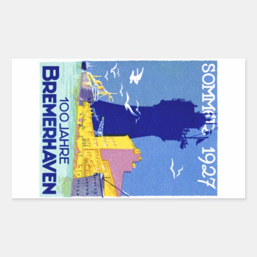 1927 Bremerhaven Duitsland Rechthoekige Sticker (Voorkant)