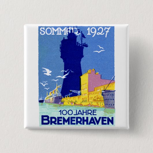 1927 Bremerhaven Duitsland Vierkante Button 5,1 Cm (Voorkant)