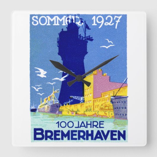 1927 Bremerhaven Duitsland Vierkante Klok (Voorkant)