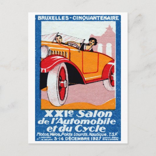 1927 Brussels Automotive Expositie Briefkaart (Voorkant)