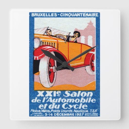 1927 Brussels Automotive Exposition Vierkante Klok (Voorkant)