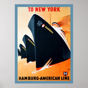 1927 Hamburg naar New York Ship Poster