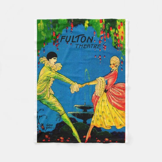 1927 Het Fulton Theater-programma dekt kunst Fleece Deken (Voorkant)